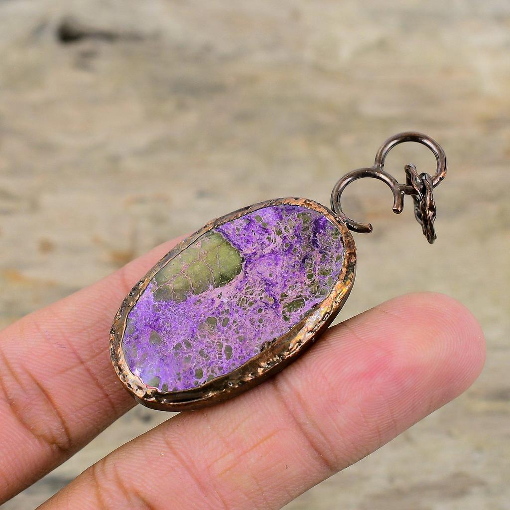 Purpurite Pendant Electroformed Copper Pendant Handmade Pendant Electroformed Jewelry Natural Gemstone Pendant Gift For Women Copper Jewelry