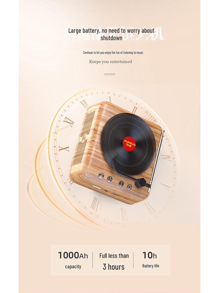 H3 Retro Bluetooth Mini Speaker: Creative Gift, Radio, Card Player