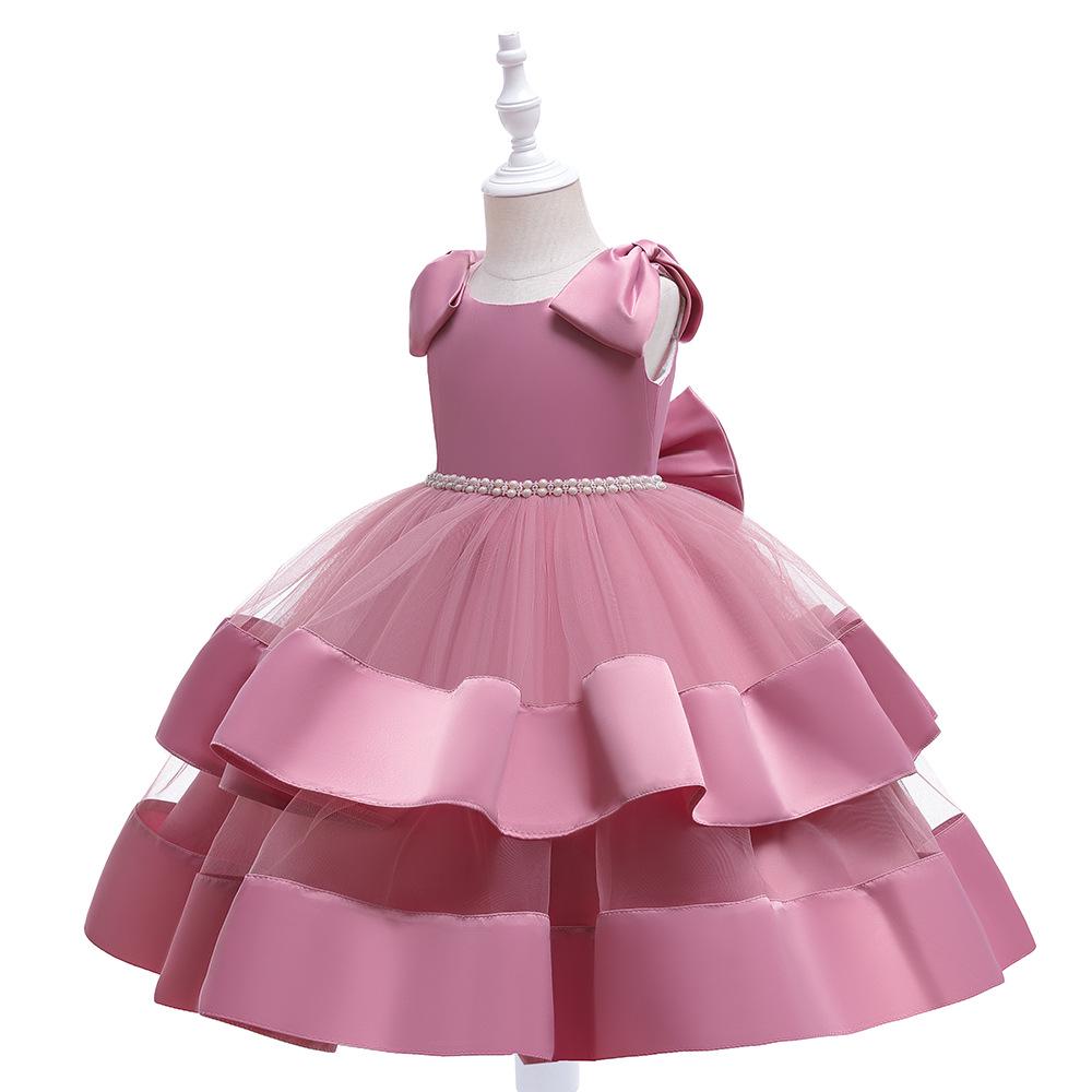 

2024 European and American Princess Dress for Girls: Birthday, Performance, or Catwalk Fluffy Yarn Costume 130cm
