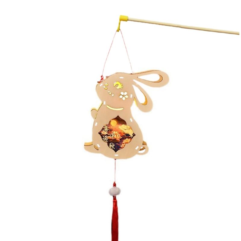 Lovely Rabbits Light Hanging Decors Portable Autumn Festival Rabbits Light Decoration for Cultural Enthusiasts