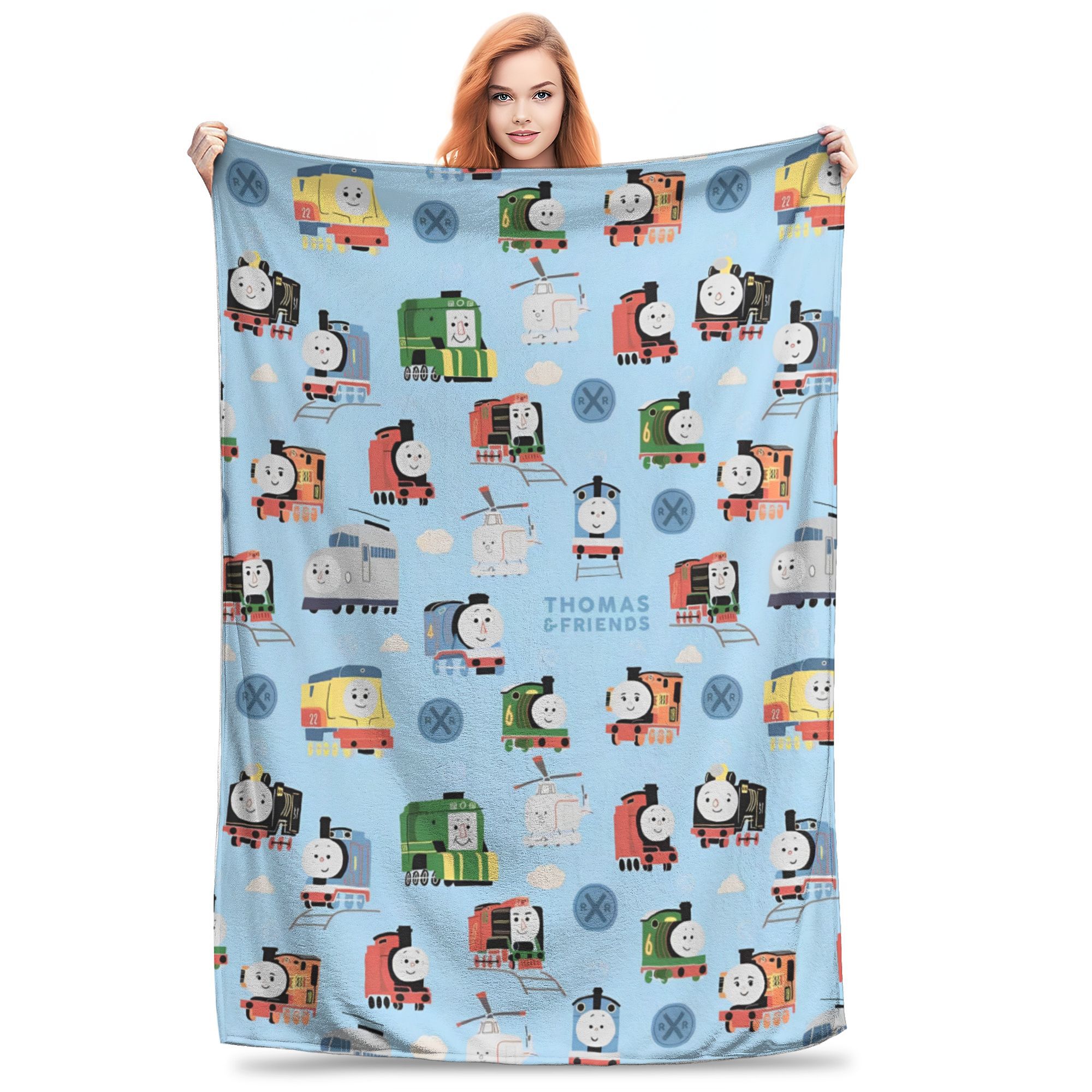 

T-Thomas The Train Friends Blanket Cover Flannel Cartoon Railway James Super Soft Throw Blanket Airplane Travel Plush Thin Quilt 100x150cm