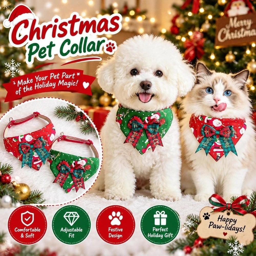 Adjustable Collar Pet Collar Bandana Cotton Fabric Holiday Pet Bib Holiday Outings
