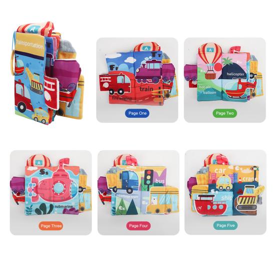 Baby Cloth Book Toy Animal Vehicle Learning Touch And Feel Crinkle Book 0-3 Newborn Infant Sensory Activity Book Early Education Stroller Toy