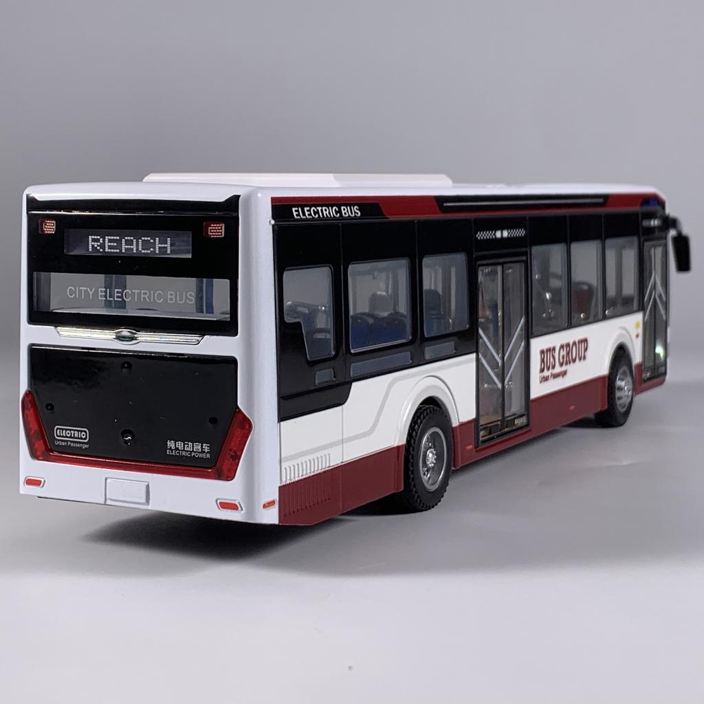 1/42 New Energy Bus Alloy Metal Diecast Model Car Sound & Light Pull Back Ideal Boy’s Children Toy Birthday Gifts with Children