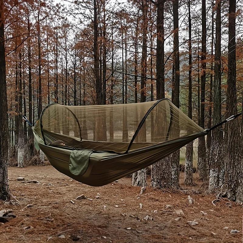 260x140cm 1pc Quick Deploy Nylon Hammock Built-In Mosquito Net Anti-Rollover Automatic Mosquito Guard Ideal for Outdoor Camping