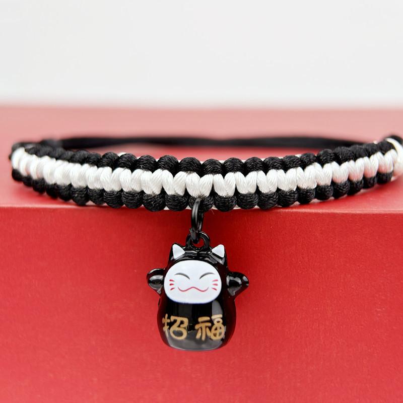 China-Chic Pet Cat Collar Lucky Fortune Bell Pendant Hand Woven Neck Chokers Accessories Lucky Cat Pet Products