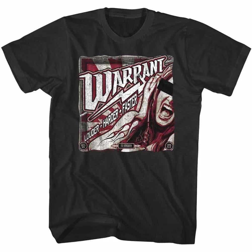 Warrant Louder Harder Faster Men s T Shirt 2XL