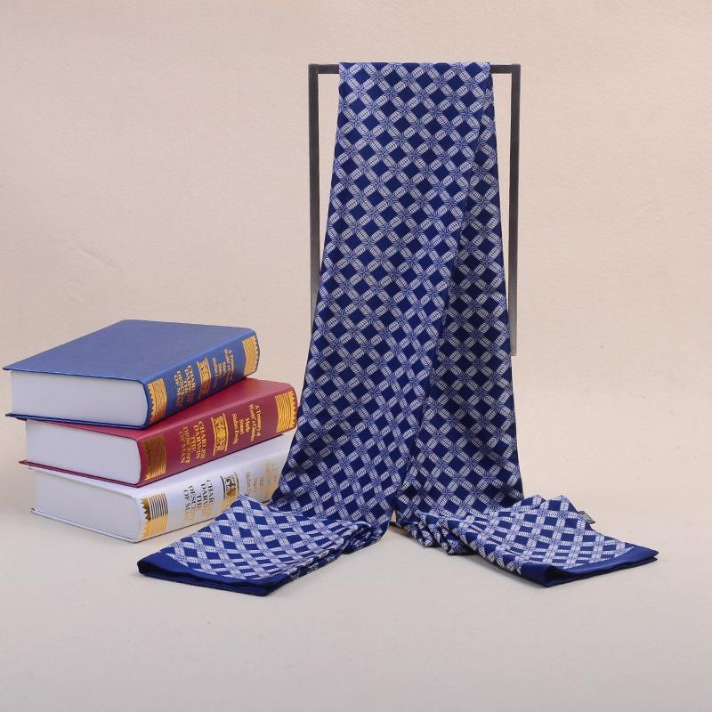 

Осень и зима новый шелковый тренд двухсторонний шарф длинный деловой шелковый шарф мужской клетчатый принт подарок Bee grid 170 * 30cm