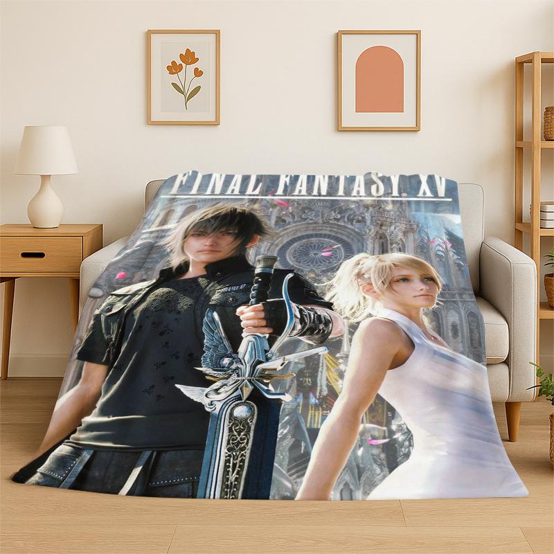 

Cloud Tifa Final Fantasy Games Sephiroth Flannel Blanket Soft Warm Throw Blanket for Bedroom Living Room Bed Travel Picnic Gift 75x90cm