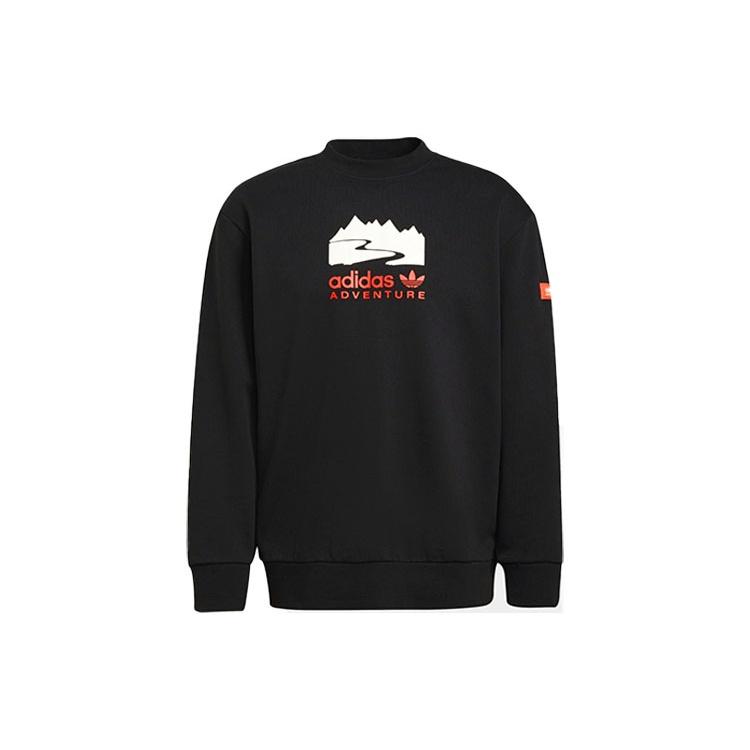 Men s adidas originals Funny Printing Sports Round Neck Pullover Black H09106 S