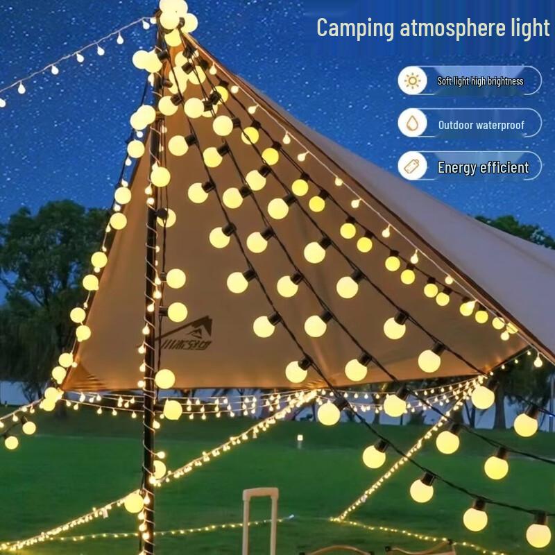 HEIXIE G50 Solar LED Warm White Camping String Lights