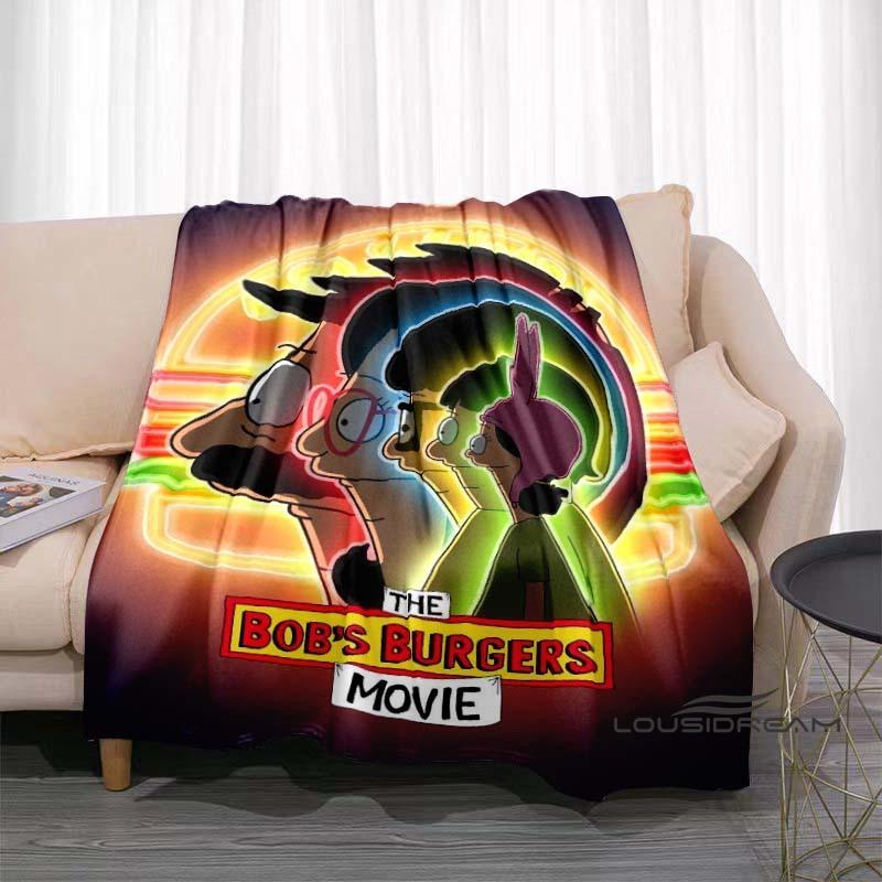 Happy Burger Shop cartoon print blanket. A warm and comfortable flannel blanket suitable for bedrooms, sofas, beds, chairs, picn