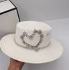 Summer Designer Heart Shape Rhinestones Chain Shiny Paper Grass Lady Fedoras Cap Women Panama Jazz Hat