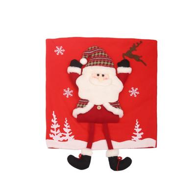 Weihnachts-Stuhlhülle aus Stoff Cartoon-Stil Kreativitätsdesign Cartoon-Stuhlhülle Stuhlrücken-Dekor 3D-Design Weihnachtsmann-Stuhlhülle