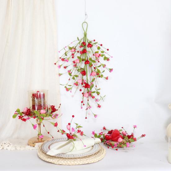 Heart Shaped Napkin Rings Simulated Flower Napkin Holder for Valentine's Day And Wedding Elegant Table Setting Decor