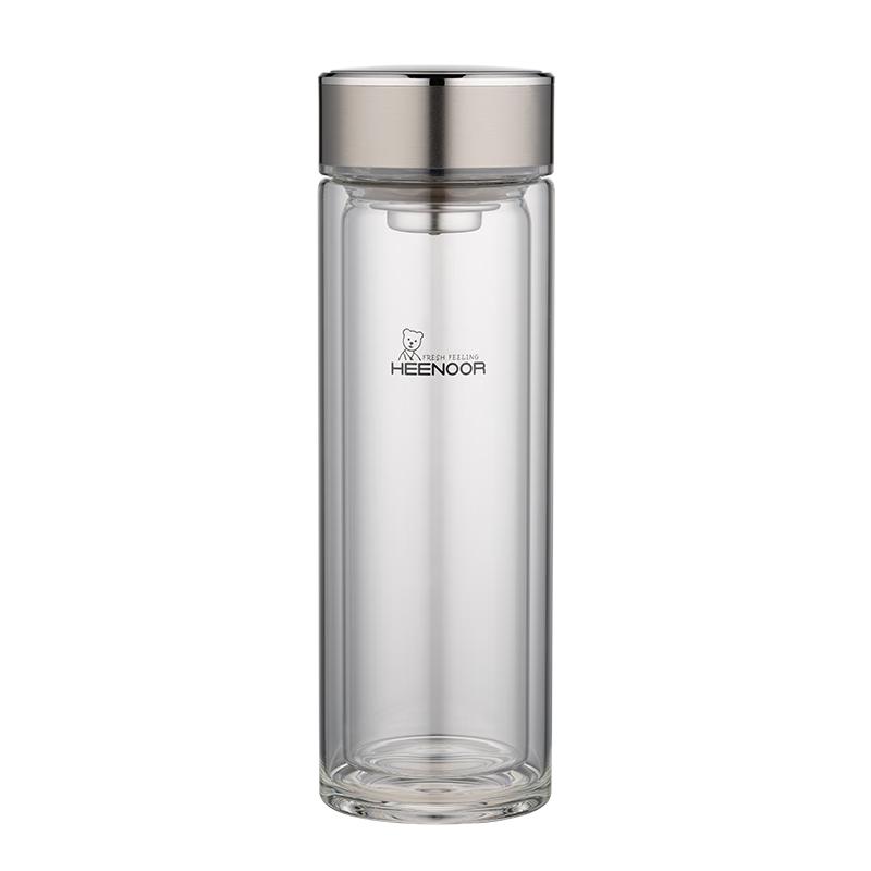 HEENOOR Double-Layer Glass Tea Infuser Bottle