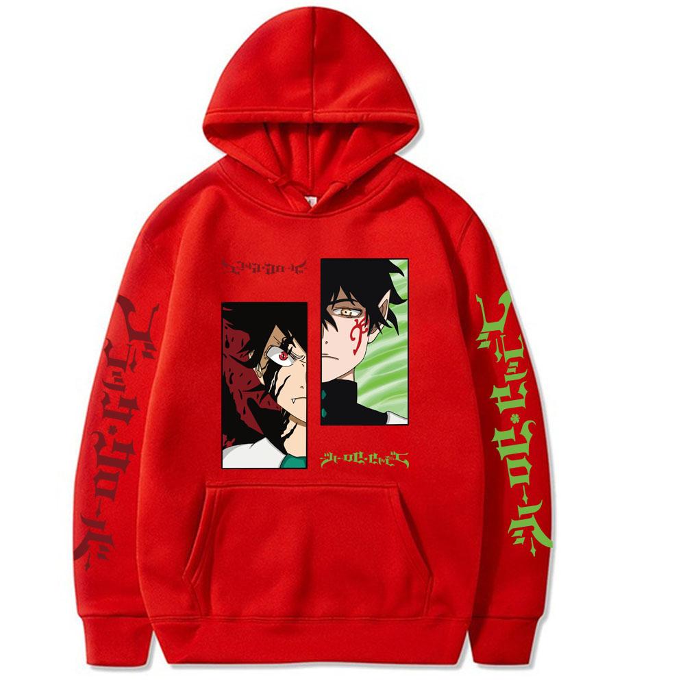 Japonské anime Černý jetel Asta Harajuku Mikiny Muži Ženy Mikiny Dlouhý rukáv Podzim Zima Oversized Streetwear Pulovr