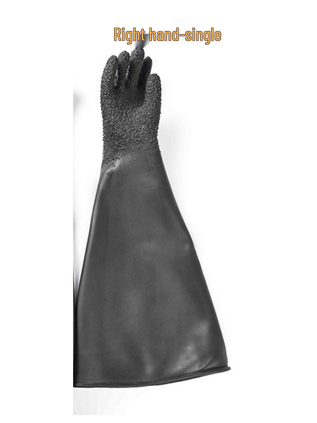 65см Черные Латексные Пескоструйные Перчатки - Промышленные Износостойкие, Утолщенная Резина