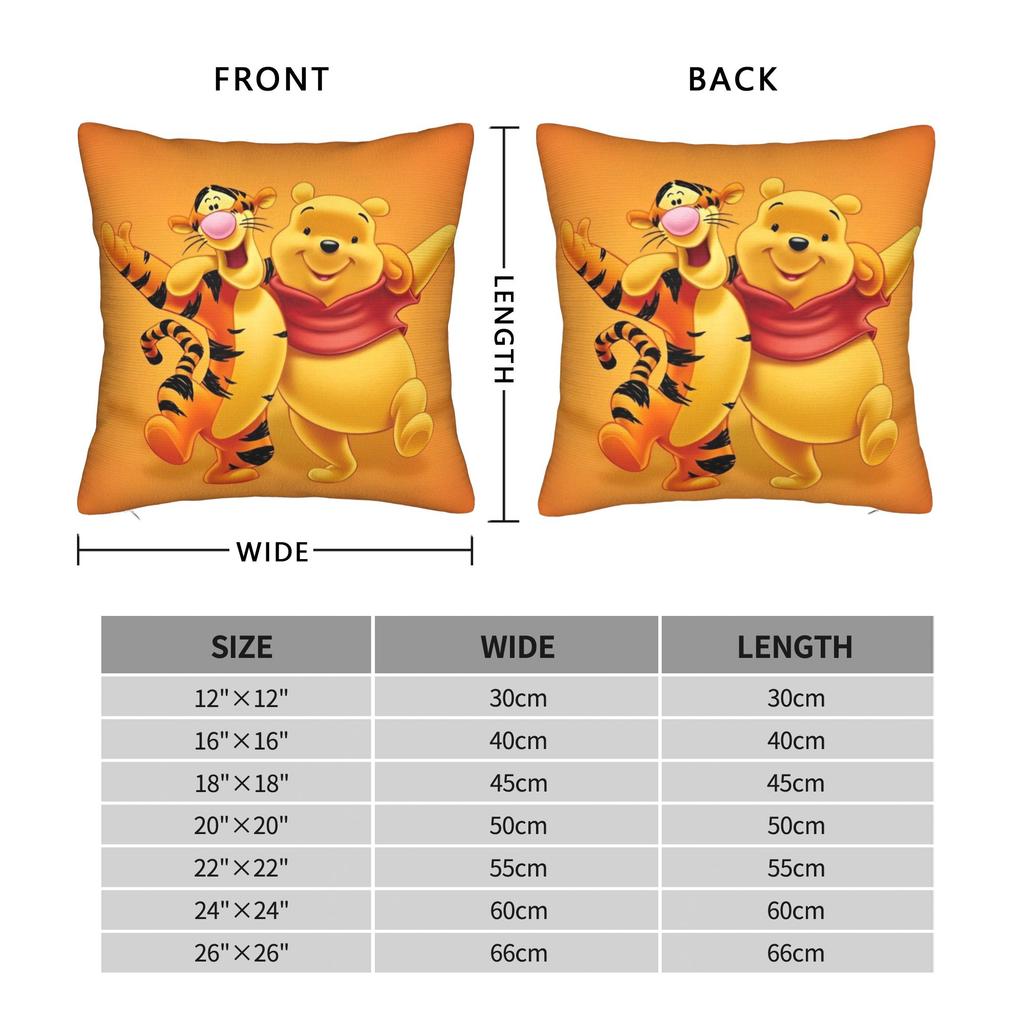 Winnie The Pooh And Tigger Square Pillow Cases Cute Bee Cushion Cover Customized Zipper Decor Pillowcase for Home 18"