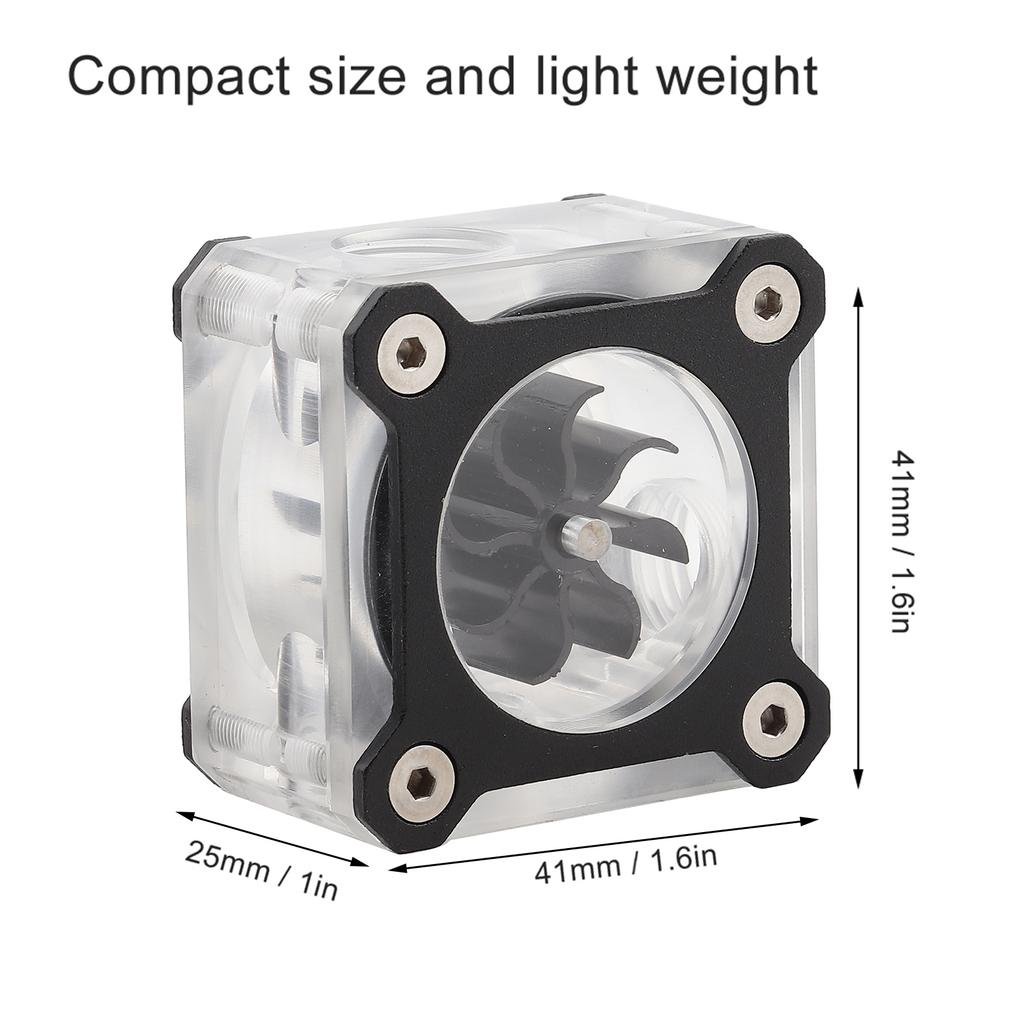 Water Cooling Flow Meter Transparent PMMA Computer Accessories G1 4 Thread(Noir )