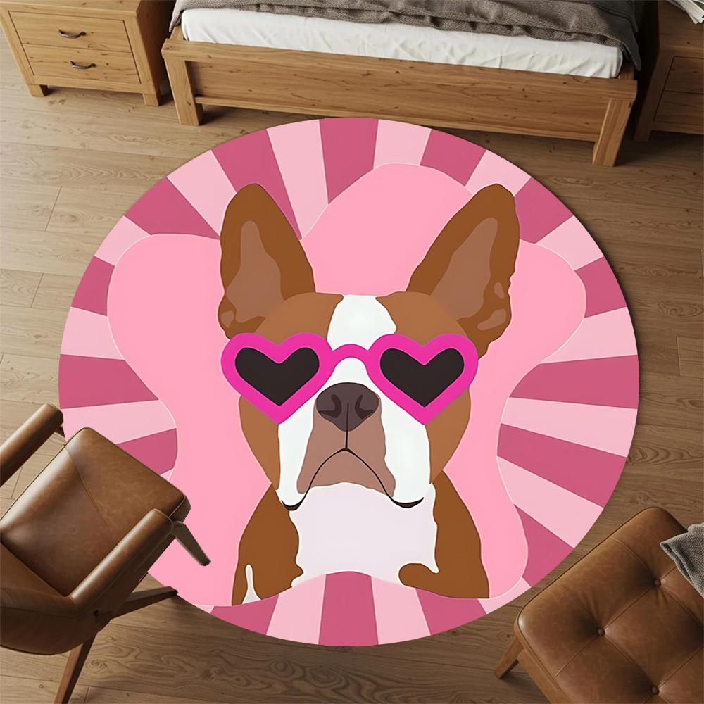 1pc dog heart Round Chair mat Area Rug - Non-Slip, Floor Mat for Office, Bedroom, and Indoor Decor c1125031