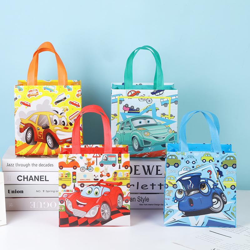 StoBag, Cartoon Car Themed Gift Tote Bags, Fun, Eco-Friendly, Reusable For Children's Day, Birthday, Party Supplies, Packaging