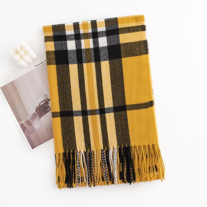 Plaid Imitation Cashmere Scarf Simple Literary and Retro Scarf Women's Fashion Elegant Shawl Warm and Cold Scarf