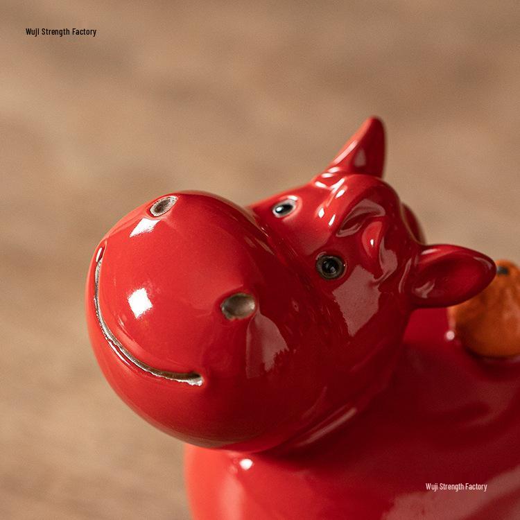 Coppia di Figure di Cavallo in Ceramica Rossa Tang - Mascotte Anno Zodiacale Arredo Tavolo