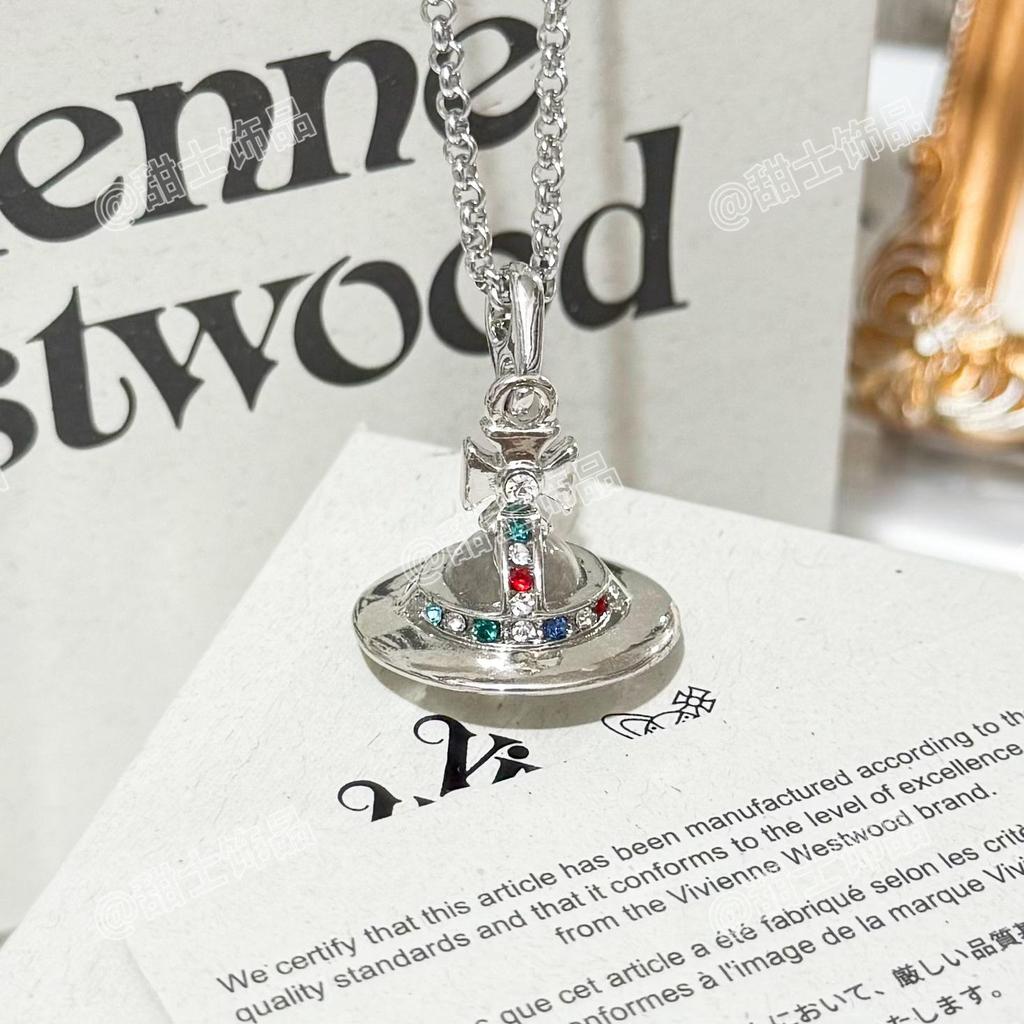 Vivienne Glacier Blue ORB Necklace - Women's European & American Style 3D Planet Saturn Pendant