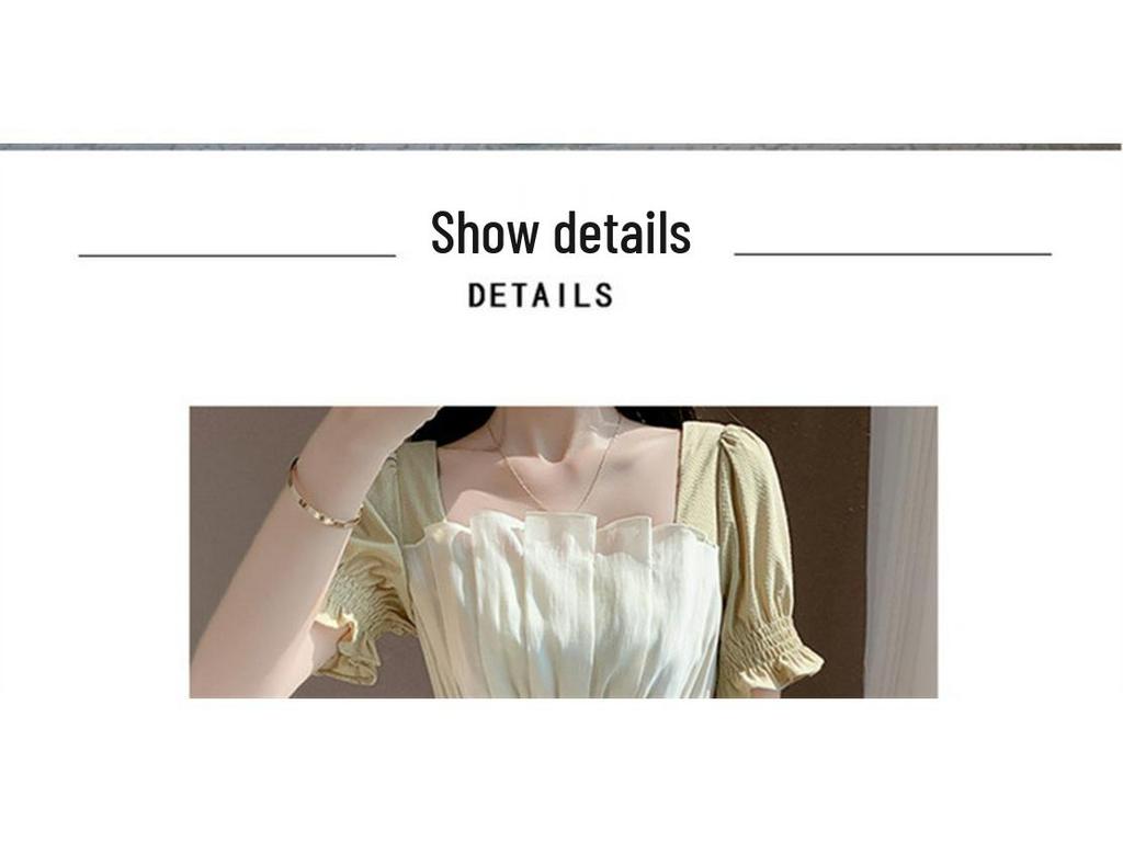 Damen Sommer Französisch Inspiriertes Schlankmachendes Taillenlanges Kleid