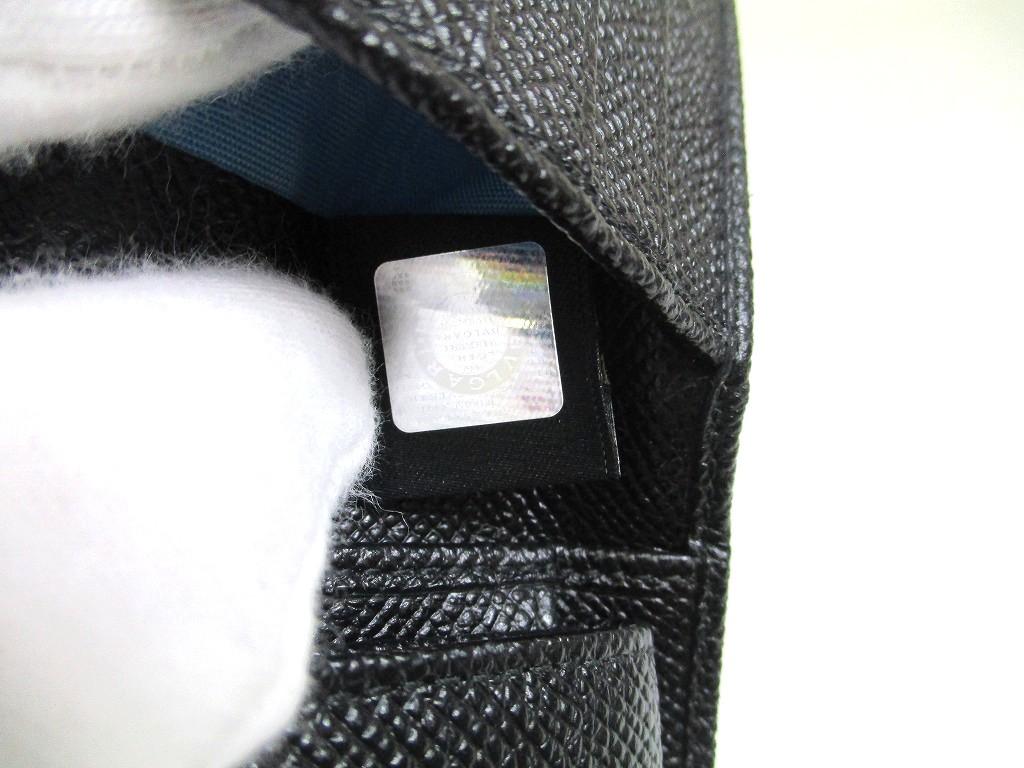 Authentische BVLGARI Schwarze Leder Bifold Geldbörse Kompakte Geldbörse #a633 Geöffnete Schachtel