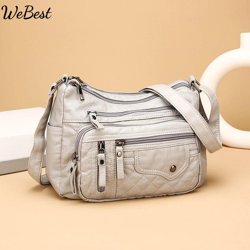 

Fashion Zipper Crossbody Bag Women s Multi Pockets Shoulder Bag жовтий