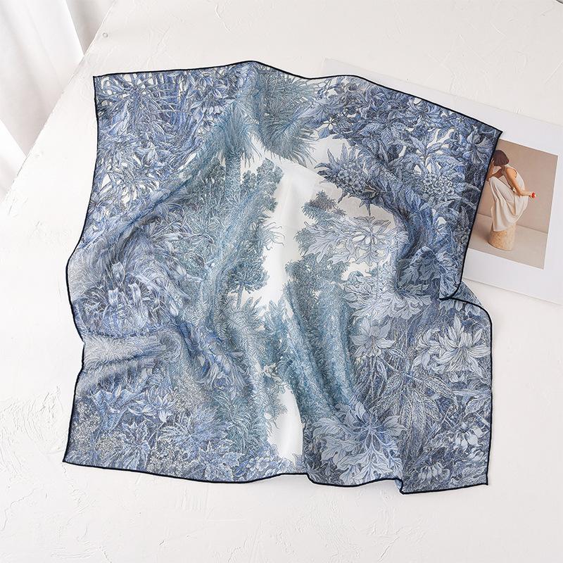 Spring Botanical Garden light luxury mulberry silk silk scarf with shawl high-end women s shawl mulberry silk scarf 67*67cm