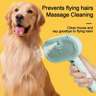 3 In 1 Cat Dog Pet Spray Massage Brush One Button Steam Spray Floating Hair Bath Hair Removal Comb Groomer Steam Brush