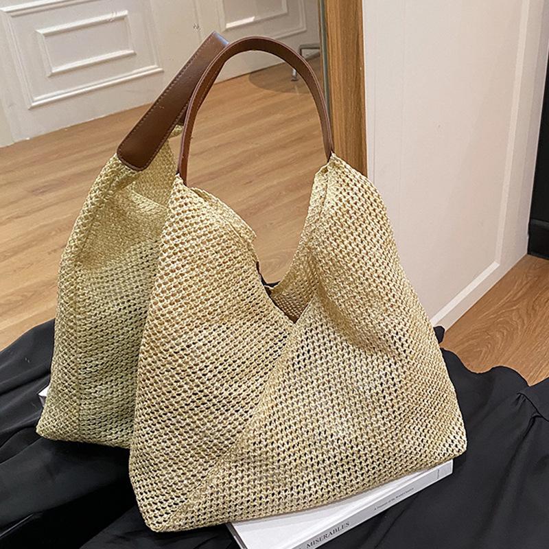 Handwoven bag women's 2025 new trendy fashion retro tote bag straw bag versatile large-capacity shoulder bag