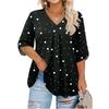 Women's Fashion Large Size Print V-Neck Three-quarter Sleeve Top
