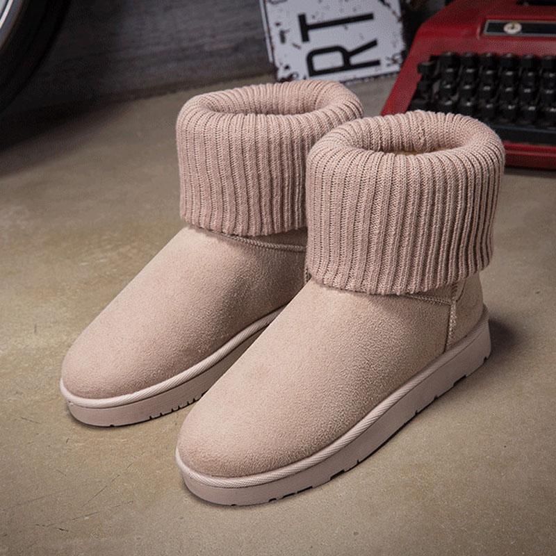 Fashion Classic Quality Winter Women's Shoes Knitting Woolen Edge Woman Snow Boots Female Ankle Boots Warm Cotton Shoes WSH4997