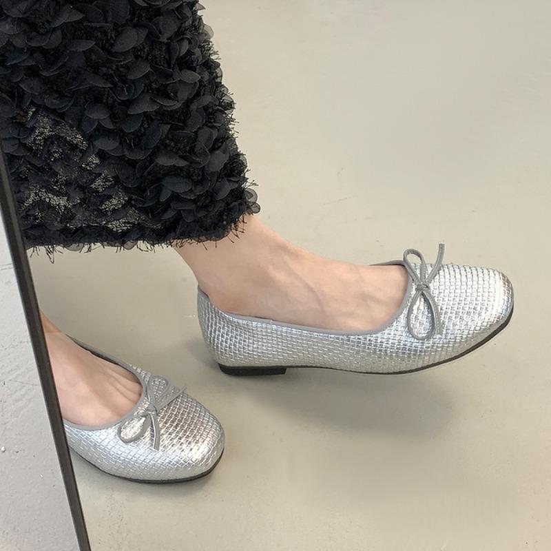 Fashion Flats for Women Boat Shoes Elegant Office Lady Shoes Casual Women Flats Soft Comfortable Flat Shoes Gold Silver