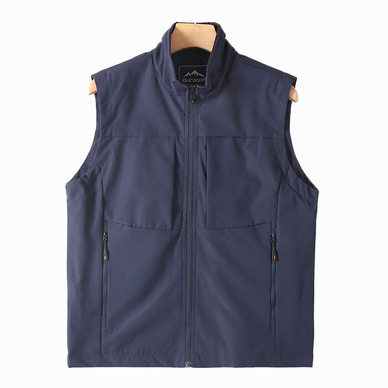 Original Foreign Trade Men's Clothing Surplus Stock Outdoor Stand Collar Multi-Pocket Workwear Casual Vest Loose Sleeveless Vest Trendy