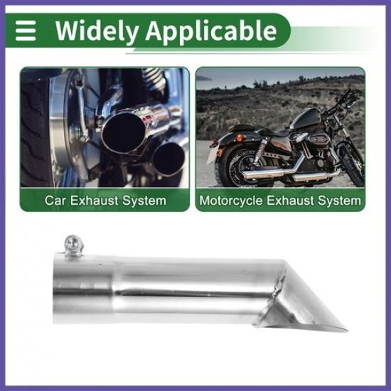 2.0" ID Inlet T304 Stainless Steel Turn Down Exhaust Tip 9.1" Long Silver