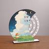 Wooden Perpetual Calendar with Rotating Blocks Desktop Office Decor Desk Organizer Cute Motivational Gift for Students Creative Home Office Accessory