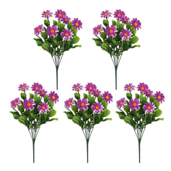 5 Pcs Faux Daisies Bundles UV Resistant Artificial Flowers Realistic Fake Fall Flowers with Bendable Stems for Flower Arrangement Indoor Decorations