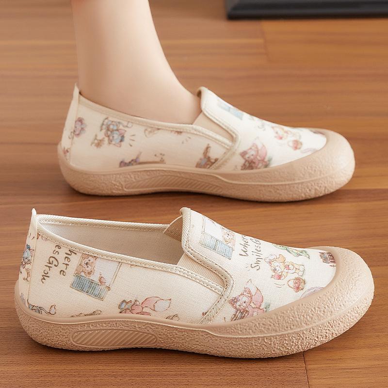 Shoes women's 2025 summer new fashion breathable canvas shoes versatile non-slip casual shoes one pedal women's single shoes