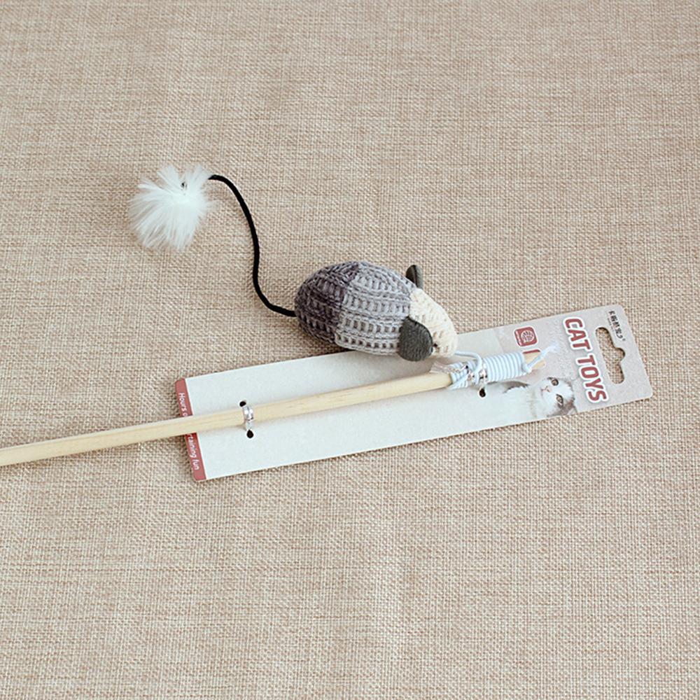 Mouse Teasing Cat Stick Interactive Play Kitten Rope Plush Ball Pet Toy Sound Paper Star Wood Funny Cat Stick