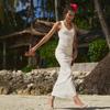 Suspender knitted dress European and American summer new wide shoulder inner long dress slim knitted dress