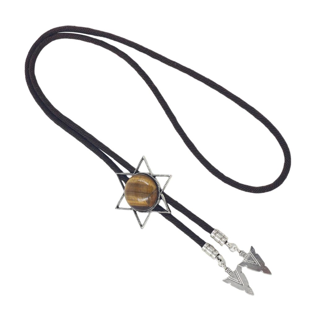 Elegant Bolo Tie with Stone Pendant Carved Necktie Western Necklace Cool Bolo Tie Western Cowboy Costume