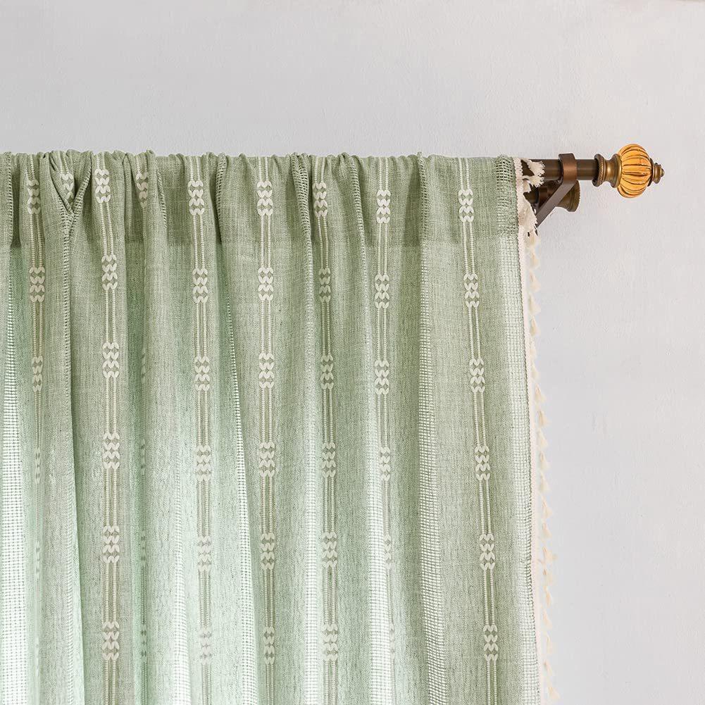 Zasłona Gotowa Pusta Bawełna i Len z Frędzlami Salon Sypialnia Gabinet Frędzle Szara Dekoracyjna Zasłona na Okno Wykuszowe