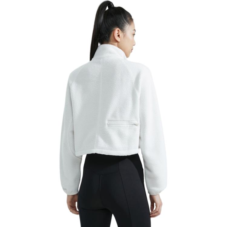 Calvin Klein Solid Color Minimalist Stand Collar Fleece Sweatshirt Women sweatshirt Moonlight-White 4WF3W327100