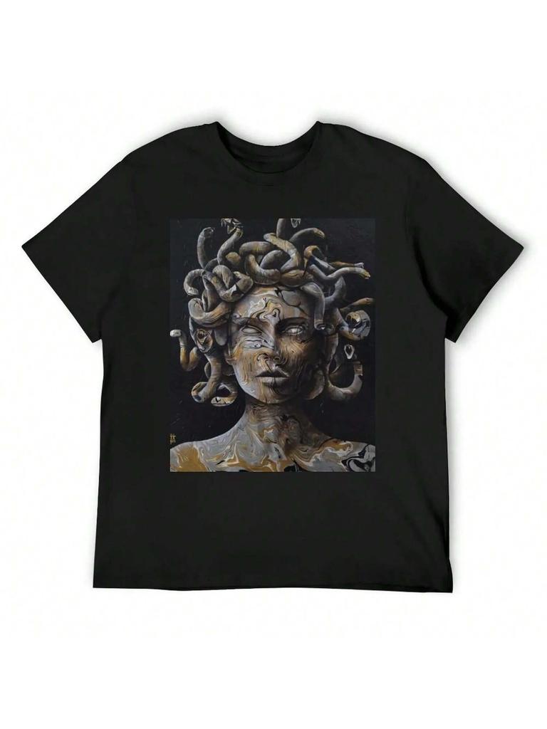 T-shirt Medusa Dorata Cotone Uomo T-shirt Grafica T-shirt Magliette Grafica Kawaii Vestiti unisex T-shirt Firmata