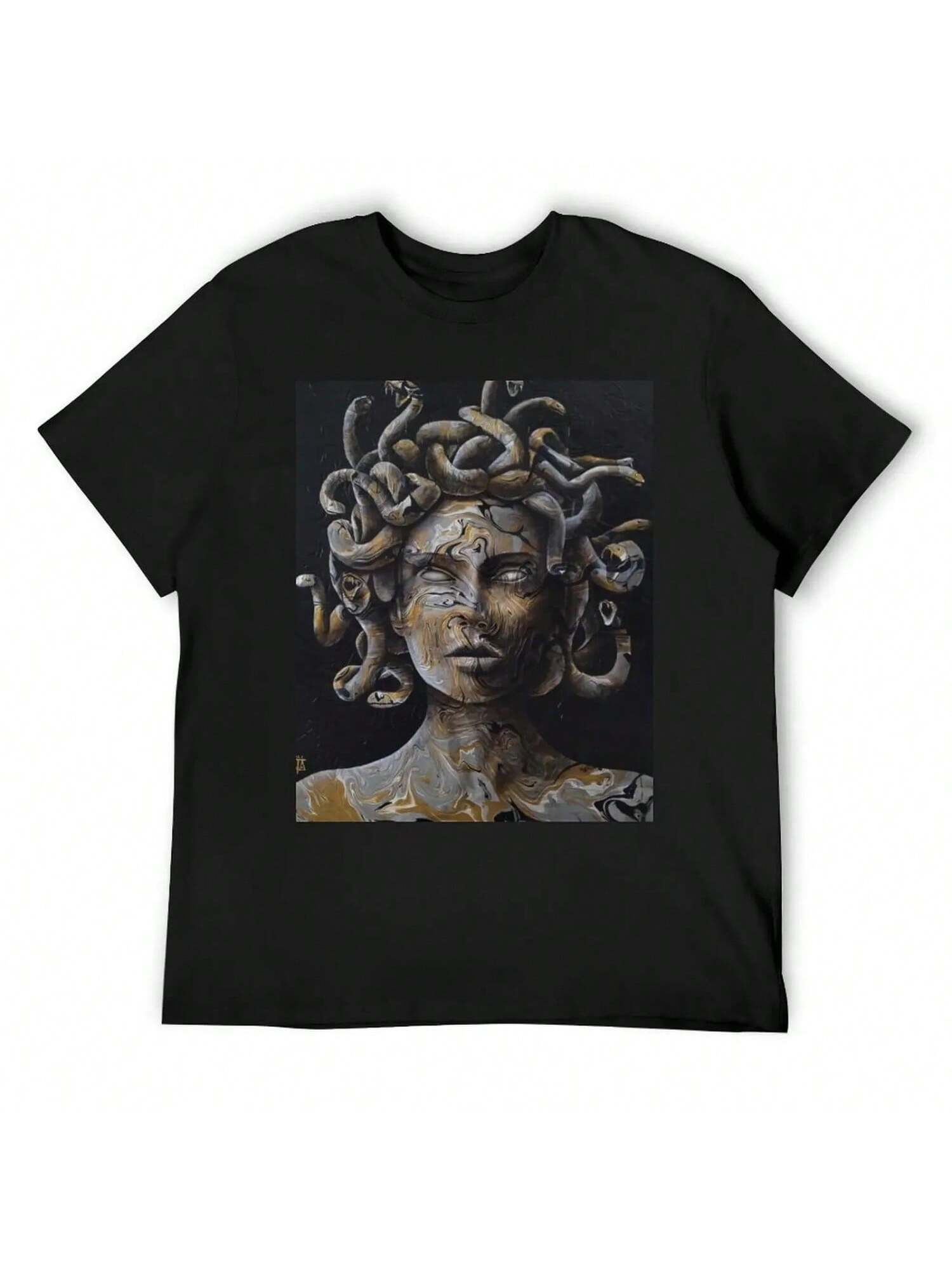 Golden Medusa T-Shirt Cotton Man T-Shirts Graphic Tee Shirt Shirts Graphic Kawaii Clothes unisex Designer T Shirt S разноцветный